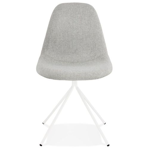 Chaise Design 'tamara' En Tissu Gris Avec Pied En Métal Blanc