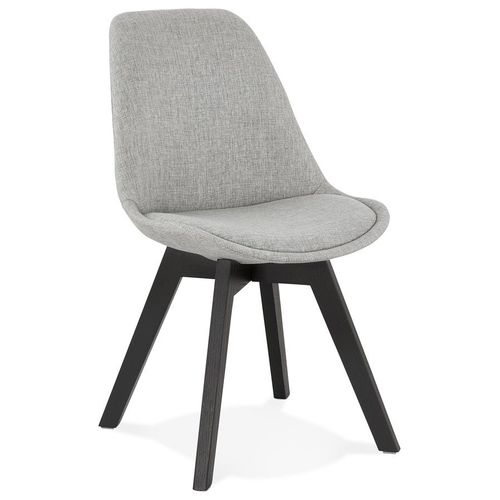Chaise Design 'willy' En Tissu Gris Avec Pieds En Bois Noir