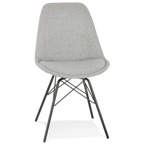 Chaise Design 'india' En Tissu Gris Et Pieds En Métal Noir