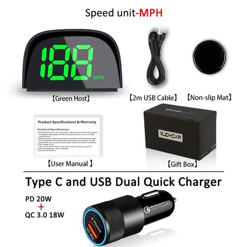 Compteur De Vitesse Gps Hud,Affichage Numérique,Grande Police 2 Couleurs Plug And Play,Accessoires Électroniques Pour Toutes Les Voitures,2023 - Type Mph-Cigarette-Green
