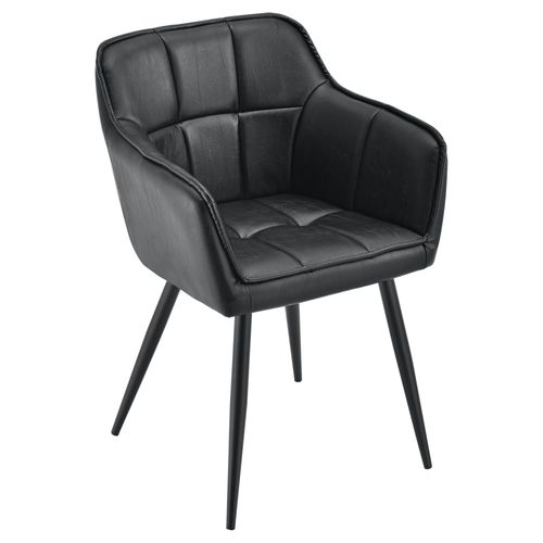 Fauteuil De Salon Élégant Siège Rembourré Design Imitation Velours Polyester Métal 79 Cm Noir Helloshop26 03_0005208