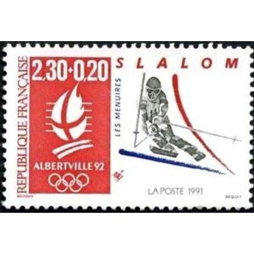 1 Timbre France 1991, Neuf - Jeux Olympiques D'hiver 1992 À Albertville - Slalom - Les Ménuires - Yt 2676