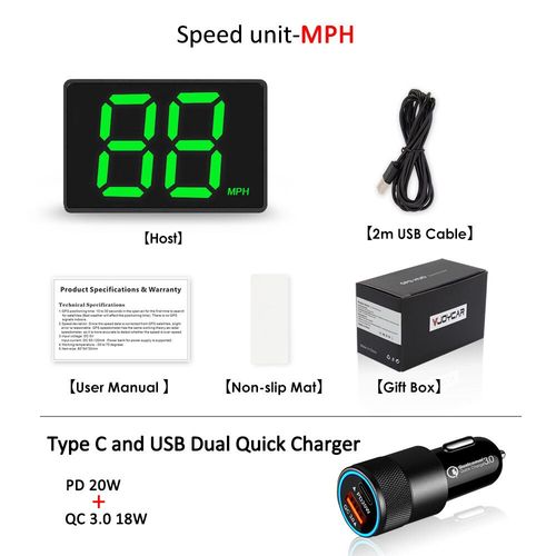 V193.Car-Compteur De Vitesse Gps Pour Toutes Les Voitures,Plug And Play,Grande Police,Petite Taille,Plein Écran,2 Documents,Électronique De Voiture,Accessoires,Le Plus Ré - Type Mph-Cigarette-Green