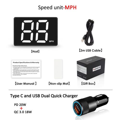 V193.Car-Compteur De Vitesse Gps Pour Toutes Les Voitures,Plug And Play,Grande Police,Petite Taille,Plein Écran,2 Documents,Électronique De Voiture,Accessoires,Le Plus Ré - Type Mph-Cigarette-White