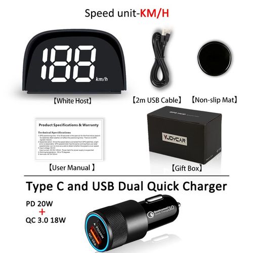 Compteur De Vitesse Gps Hud,Affichage Numérique,Grande Police 2 Couleurs Plug And Play,Accessoires Électroniques Pour Toutes Les Voitures,2023 - Type Kmh-Cigarette-White