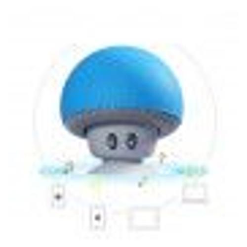 Enceinte Champignon Bluetooth Ventouse Haut-Parleur Micro Mini - BLEU