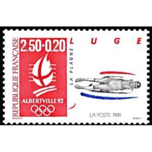 1 Timbre France 1991, Neuf - Jeux Olympiques D'hiver 1992 À Albertville -Luge - La Plagne - Yt 2679