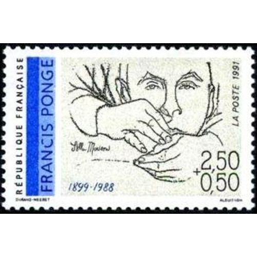 1 Timbre France 1991, Neuf - Francis Ponge (1899-1988) - Yt 2684