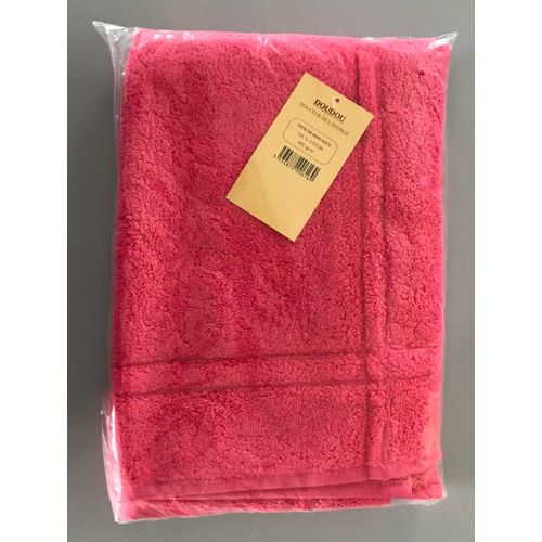 Tapis De Bain Doudou 100 % Coton 50 X 70 Cm 900 Gr/M2 Coloris Rose Foncé