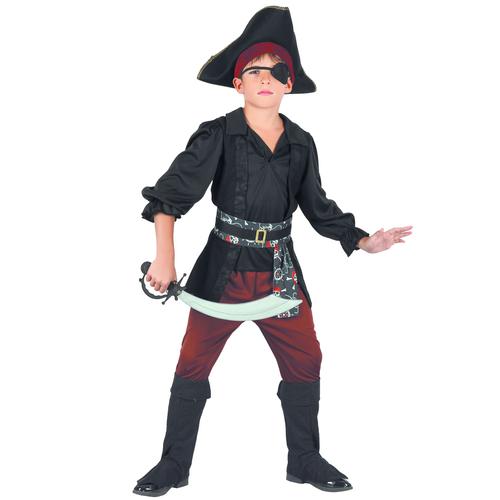 Déguisement Pirate Noir Et Rouge Garçon - Taille: S 4-6 Ans (110-120 Cm)