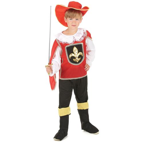 Déguisement Mousquetaire Rouge Garçon - Taille: S 4-6 Ans (110-120 Cm)