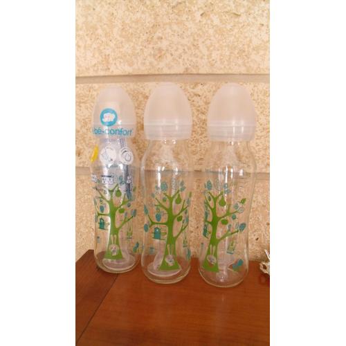 Lot 3 Biberons Verre Bebe Confort 240 Ml Tetine Silicone Sans Bpa Rakuten