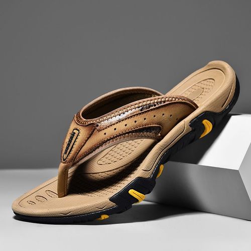 Jumpmore-Tongs D'été En Cuir Pour Hommes,Chaussures De Vacances,Pantoufles De Plage À La Mode,Taille 38-45