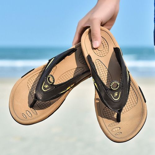 Jumpmore-Pantoufles En Cuir Marron Pour Hommes,Diapositives De Vacances,Extérieur,Chaussures Décontractées,Tongs,Taille 38-45