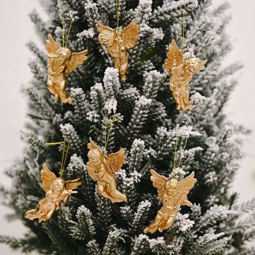 Pendentif Ange Doré Et Argenté, 6 Pièces, Décoration De Fête De Noël, Décorations D'arbre Pour La Maison, Cadeaux De Nouvel An Pour Enfants