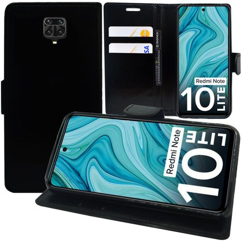 Etui Portefeuille Pour Xiaomi Redmi Note 10 Lite 6.67" Support Video Cuir Pu - Noir