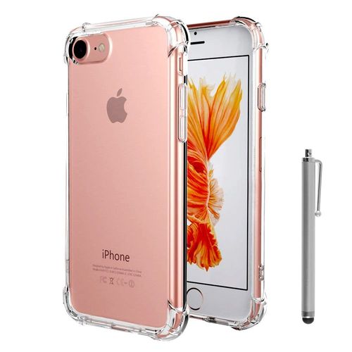 Coque Silicone Tpu Souple Pour Apple Iphone 7 4.7" Anti-Choc Ultra Résistant Avec Coins Renforcés - Transparent + Stylet