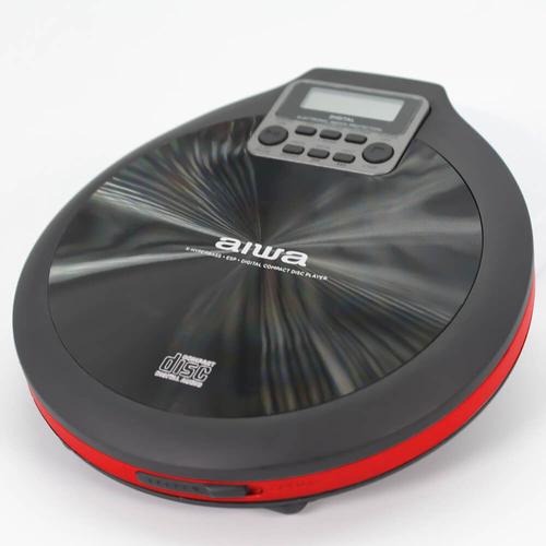 Aiwa PCD-810RD ROUGE Noir Lecteur CD/CD-R/MP3 portable, avec écouteurs et housse, ESP, lecteur CD