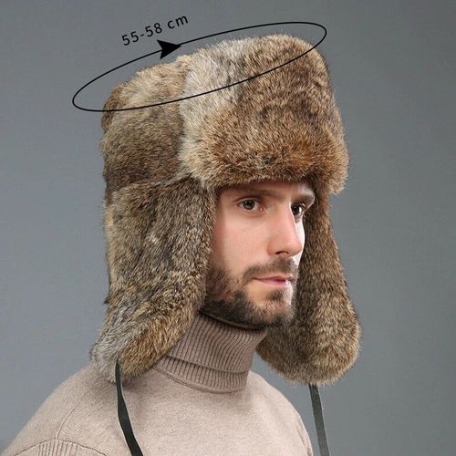Chapeaux De Bombardier Thermiques En Fausse Fourrure De Lapin Pour Hommes Et Femmes,Bonnet De Ski Chaud Et Doux,Oreillette Trared,Mode D'hiver - Type Brown
