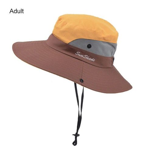 Chapeaux De Soleil D'été Pour Femmes,Queue De Cheval,Protection Uv,Safari,Randonnée,Bord Large,Plage,Casquette De Pêche En Maille Pliable,Grand Bord Large,E27 - Type Adult #J