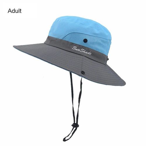 Chapeaux De Soleil D'été Pour Femmes,Queue De Cheval,Protection Uv,Safari,Randonnée,Bord Large,Plage,Casquette De Pêche En Maille Pliable,Grand Bord Large,E27 - Type Adult #K