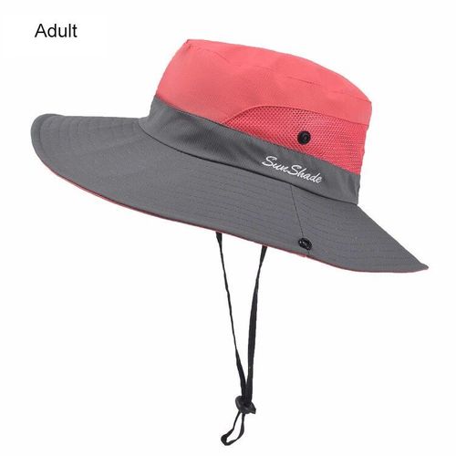 Chapeaux De Soleil D'été Pour Femmes,Queue De Cheval,Protection Uv,Safari,Randonnée,Bord Large,Plage,Casquette De Pêche En Maille Pliable,Grand Bord Large,E27 - Type Adult #I