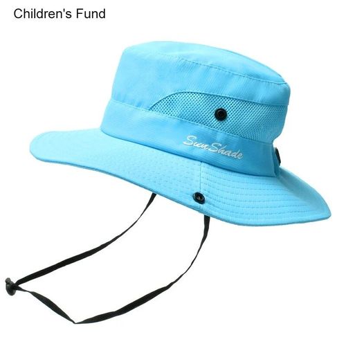 Chapeaux De Soleil D'été Pour Femmes,Queue De Cheval,Protection Uv,Safari,Randonnée,Bord Large,Plage,Casquette De Pêche En Maille Pliable,Grand Bord Large,E27 - Type Kid #G