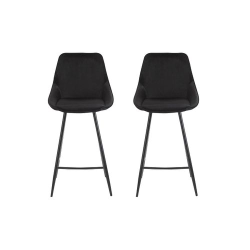 Lot De 2 Tabourets De Bar - Velours - Noir - Masurie