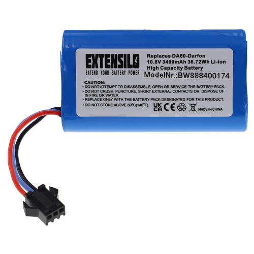 EXTENSILO Batterie remplacement pour Ecovacs ZJ1450, DA60-Darfon pour aspirateur, robot électroménager (3400mAh, 10,8V, Li-ion)