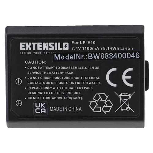 EXTENSILO Batterie compatible avec Canon EOS 2000D, 4000D, 1200D, 1100D, 1300D appareil photo, reflex numérique (1100mAh, 7,4V, Li-ion)