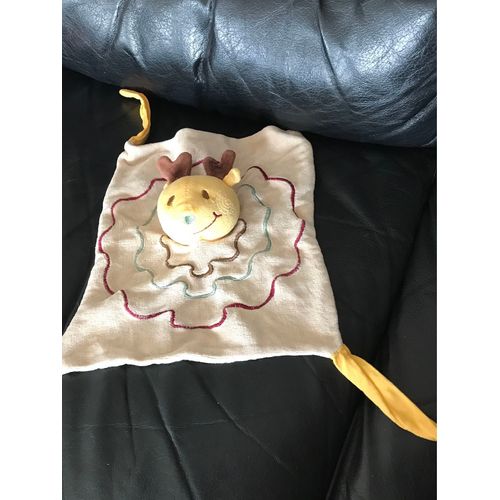 Doudou Plat Cerf Renne Elan Pommette Beige Vert Rouge Marron 