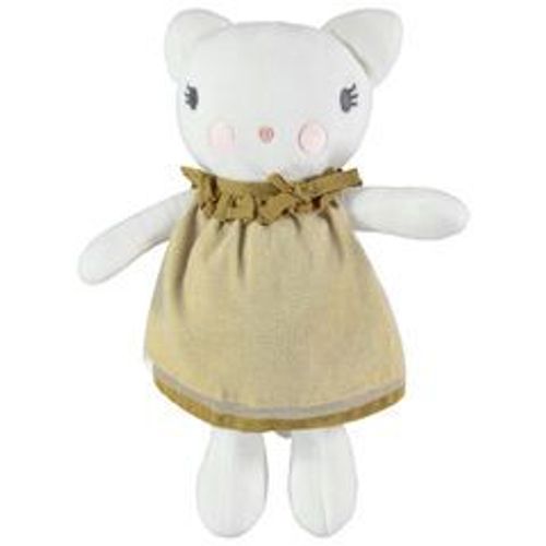 Doudou Poupée Chat Premaman Robe Pois Dores Peluche Jouet Orchestra Nounours Bébé Chatte Blanche Robe Cat Comforter Dress