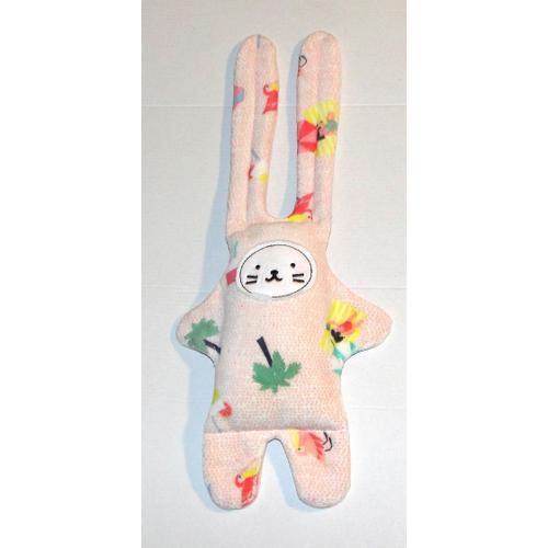 Doudou Lapin Catimini Decore De Palmiers - Peluche Lapin Semi Plat Double Face 38 Cm