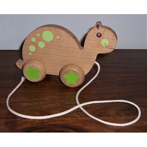 Dinosaure En Bois Sur Roulettes À Tirer