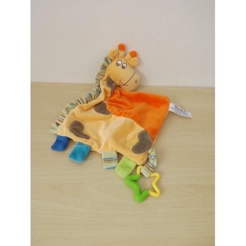 Doudou Girafe Orange Jaune Multicolore Kimbaloo