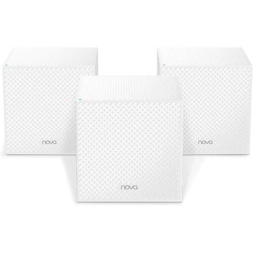 WiFi Mesh AC2100 Couverture 500 m² Tribande -Tenda Nova MW12-3 pack Système mesh wifi répéteur puissant, installation facile, Alexa Compatible