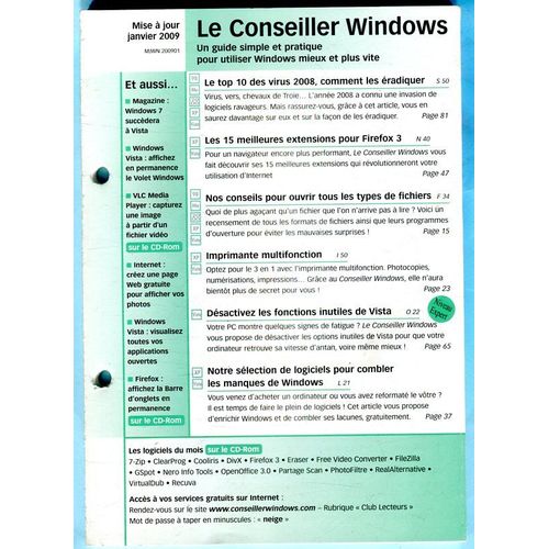 Le Conseiller Windows - Mise À Jour - Janvier 2009