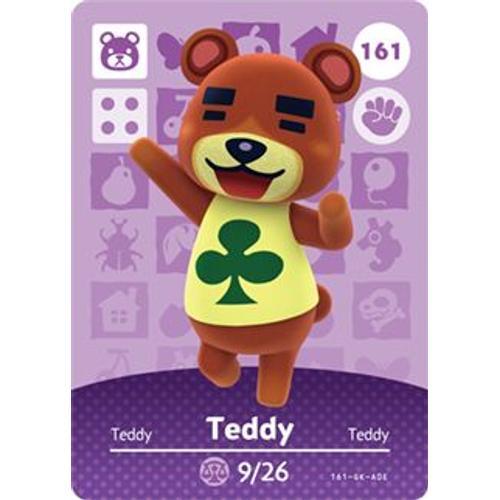 Carte Amiibo Animal Crossing (New Horizons - Happy Home Designer - Paradise - Welcome Amiibo) Série Series 2 N° 161 : Teddy Torsten