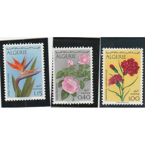 3 Timbles Neuf D'algérie - Fleurs