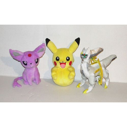 Peluche Pokemon Tomy - Lot 3 Personnages Doudou Pikachu Mentali Palkia Origin Forme