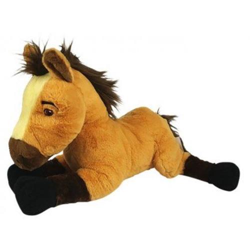 Grande Peluche Cheval Brun Spirit 45 Cm Couche - Doudou Enfant Xl - Peluche Licence