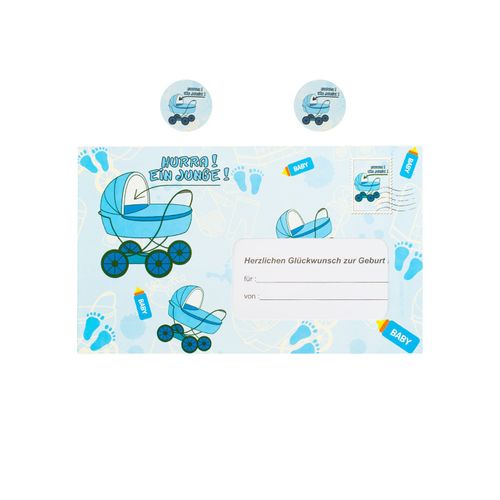 Letter Envelope Hurra Ein Junge Money Gift Blue 18x30cm