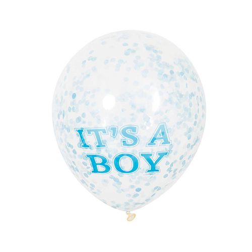Ballon Latex It's A Boy Confettis Bleus
