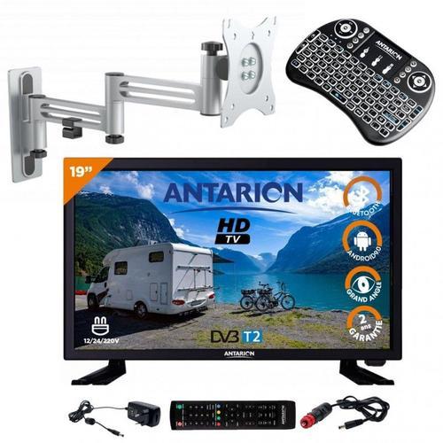 Pack ANTARION TV LED 19" 48cm Téléviseur HD ANDROID + Support TV Double Bras + Clavier sans fil