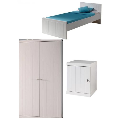 Vipack Robin Lit Simple 90x200lit 90x200 + Chevet + Armoire 2 Portes