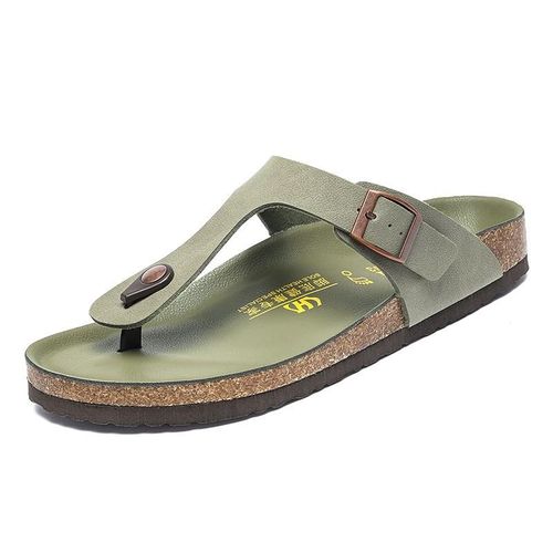Tongs D'été En Cuir Pu Pour Hommes,Chaussures Plates De Plage,De Vacances,Pantoufles De Loisirs Coordonnantes,Taille 35-46