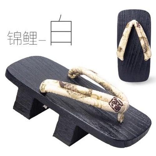 Tongs Geta Noires Japonaises À Deux Dents Pour Hommes,Tongs Décontractées À Imprimé Koi,25cm,26cm,27cm,28cm