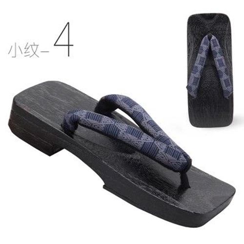 Geta Noir Japonais,Pantoufles D'été À Talons Plats Pour Jeunes Hommes 03/Wear,Pantoufles Décontractées À Chevrons