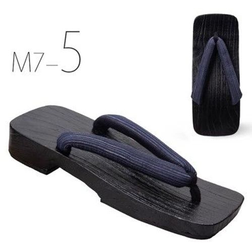 Geta Noir Japonais,Pantoufles D'été À Talons Plats Pour Jeunes Hommes 03/Wear,Pantoufles Décontractées À Chevrons