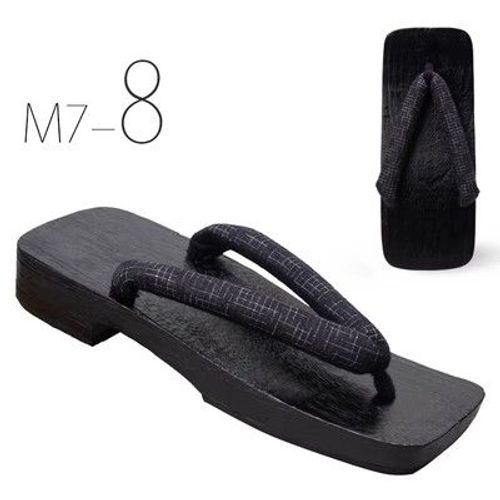 Geta Noir Japonais,Pantoufles D'été À Talons Plats Pour Jeunes Hommes 03/Wear,Pantoufles Décontractées À Chevrons